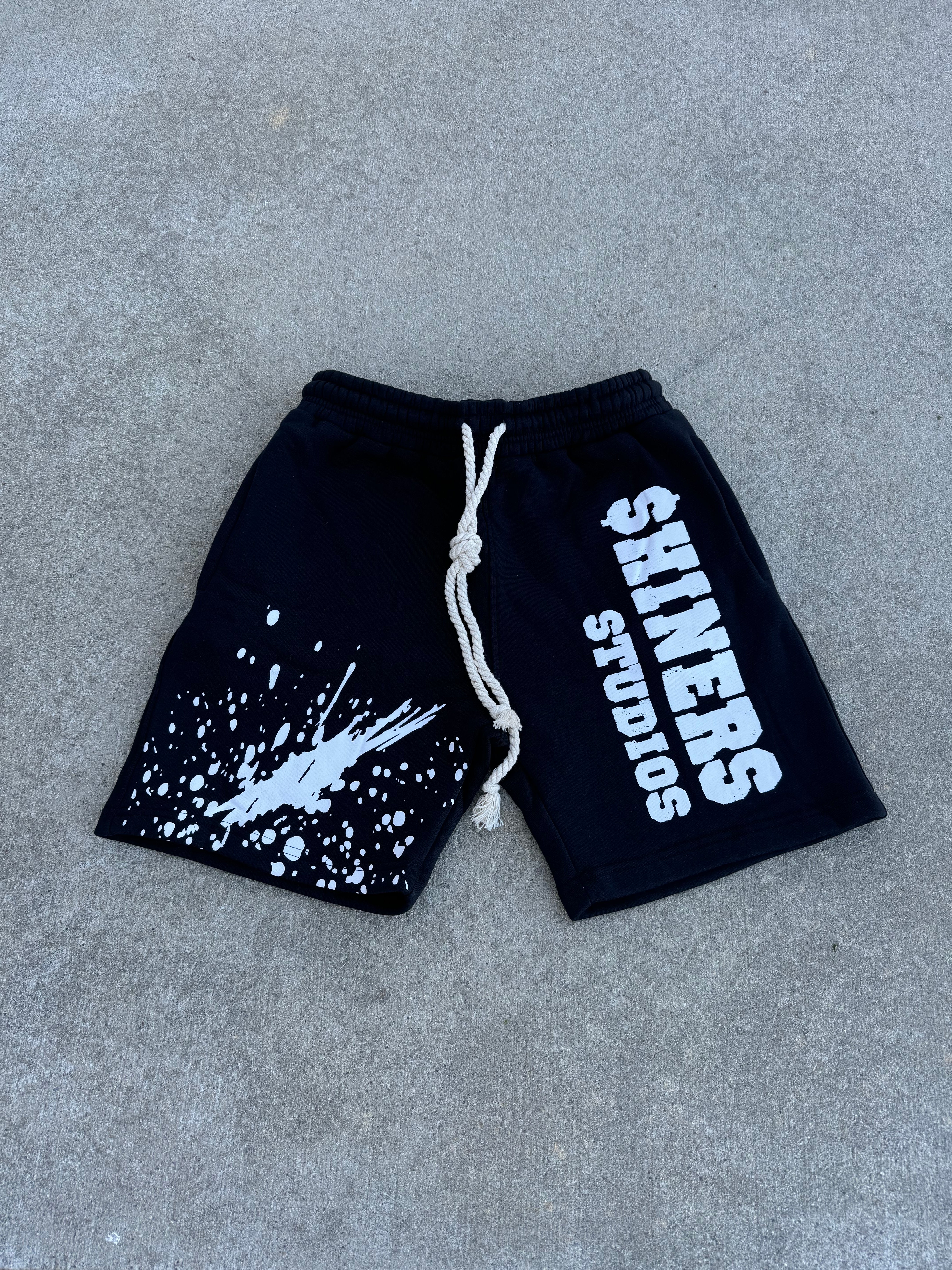 Black Shiners Paint Splatter Shorts