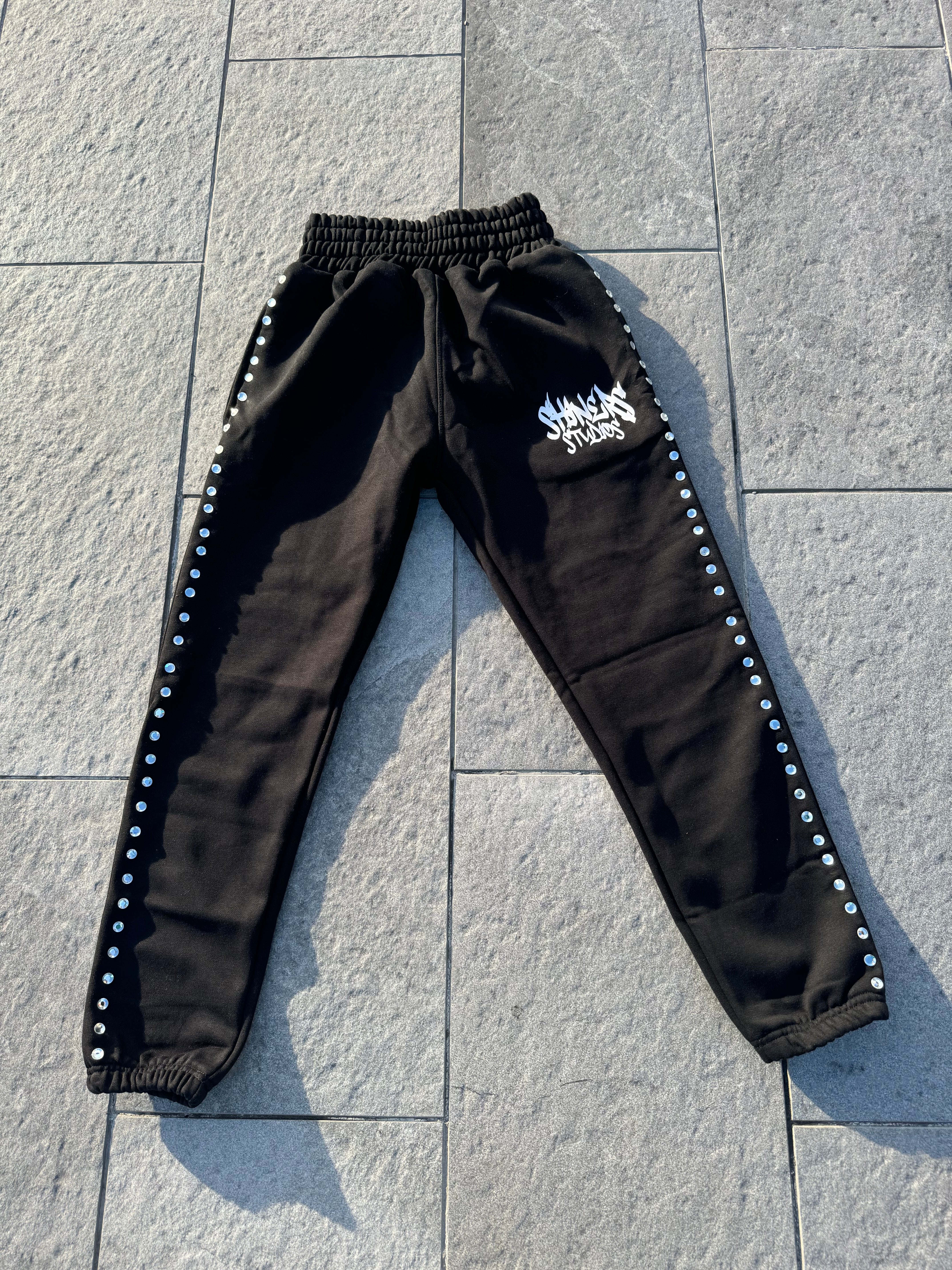 Black Shiners Rhinestone Sweatpants