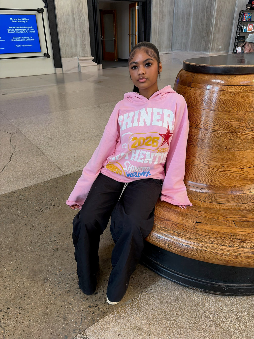 DISTRESSED SHINERS HOODIE (SOFT PINK)