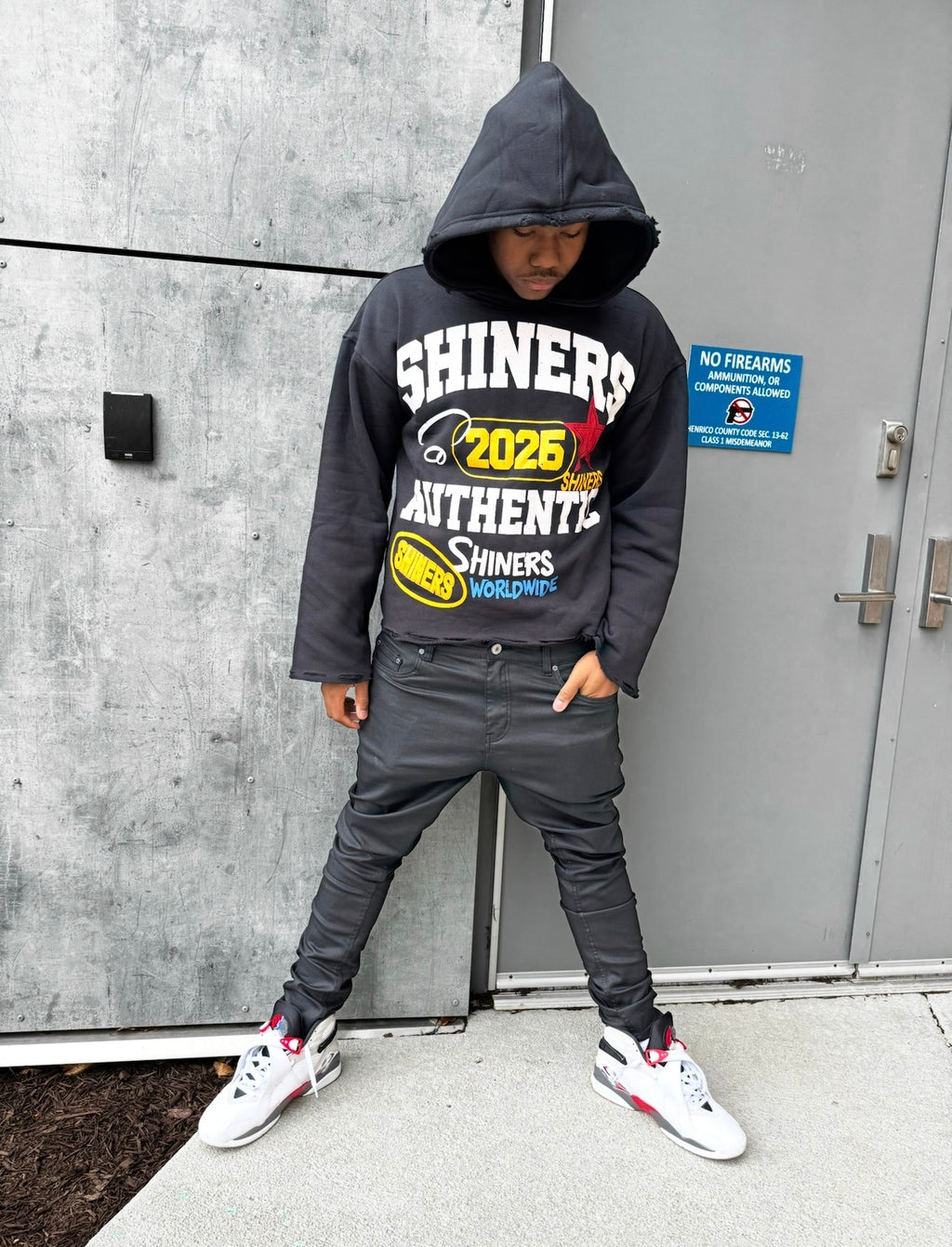 BLACK DISTRESSED SHINERS HOODIE