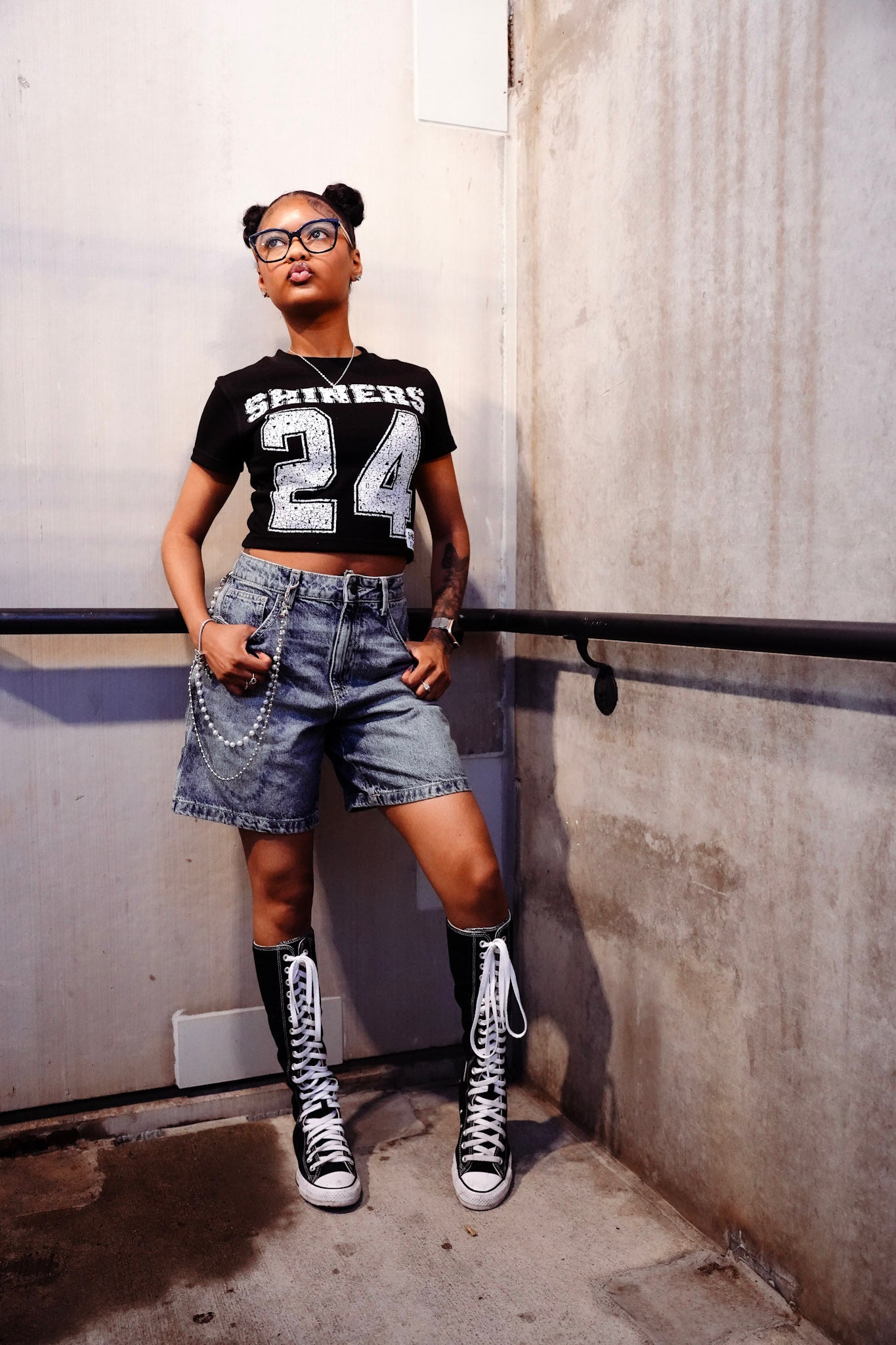 Black “24” Female Cropped Top