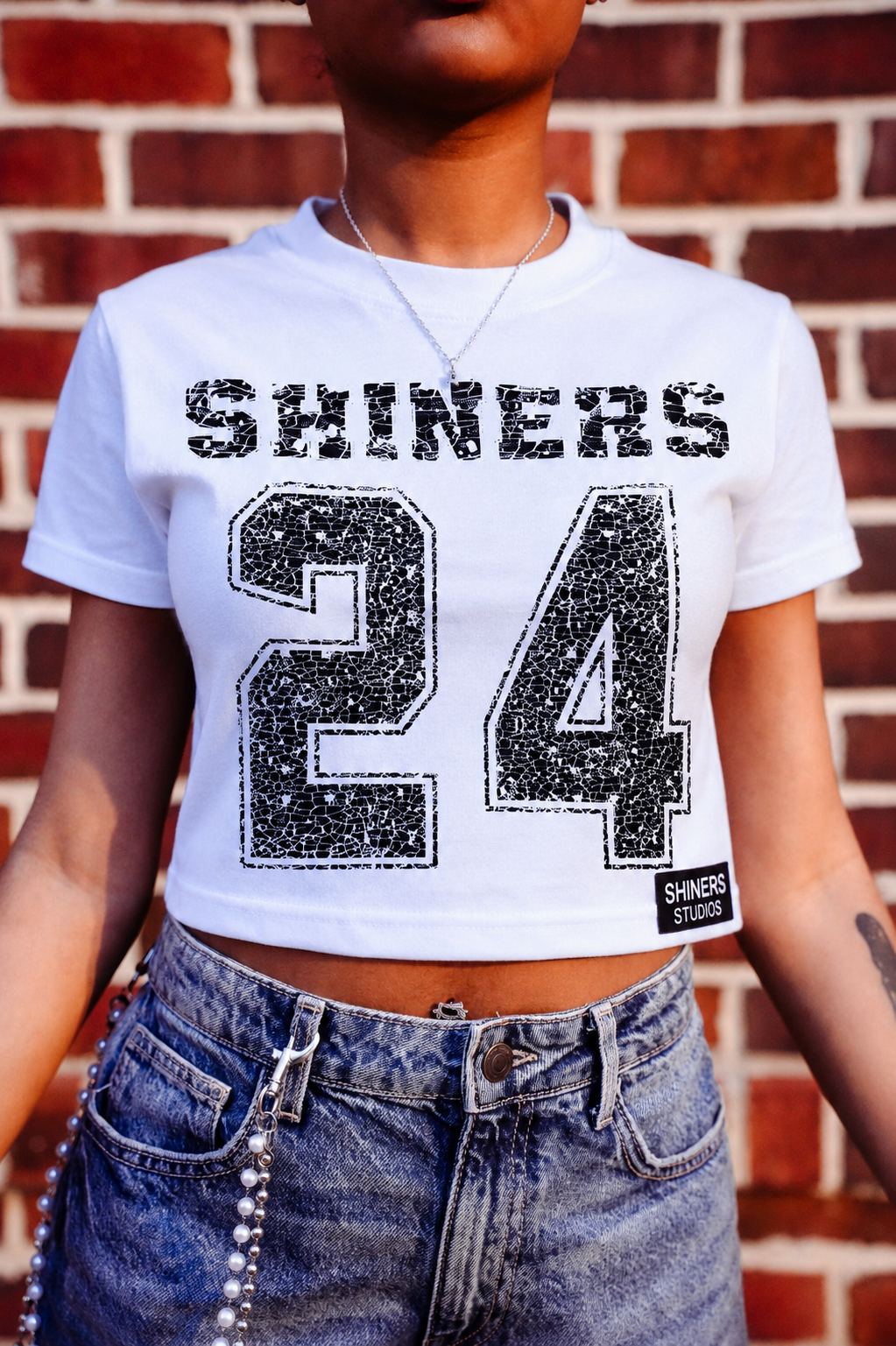 White “24” Female Cropped Top
